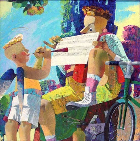 03.Sky music | Небесная музыка, canvas,oil,70x70cm,Nugzar Kahiani