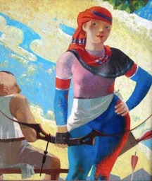 36. Archer | Лучник, 52x60cm, c.o., Nugzar Kahiani