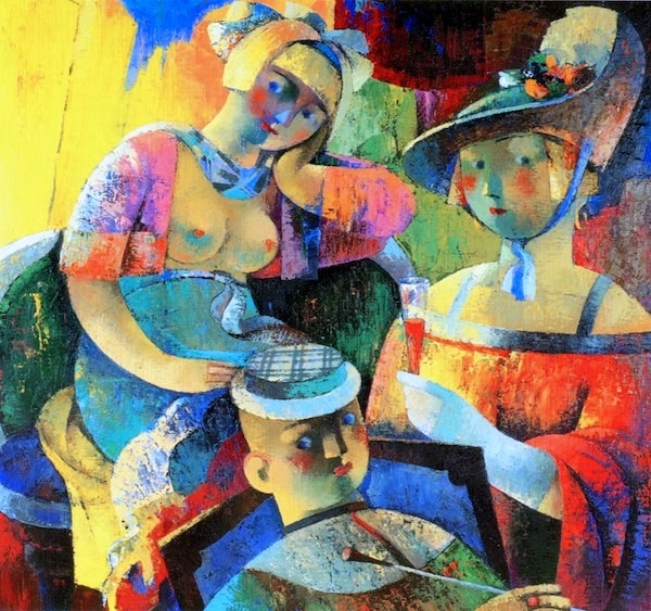 38. During Intermission | Во время перерыва,oil on canvas,65x70cm,2000,Nugzar Kahiani