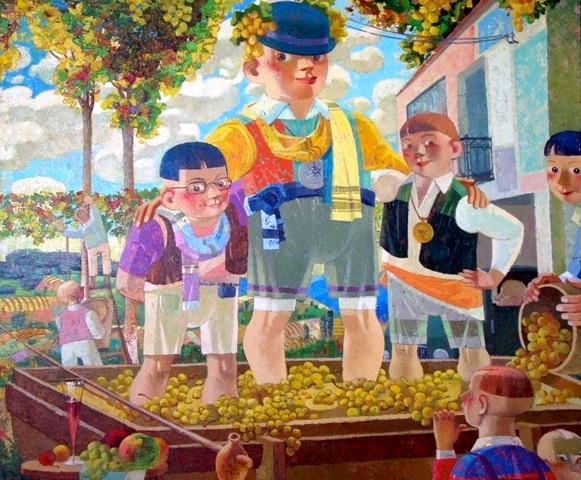 43.Preparation of Wine | Приготовление вина,75х90cm,c.o., Nugzar Kahiani 