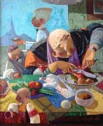 49.Having breakfast | Завтрак, 65x55cm, c.o., Nugzar Kahiani
