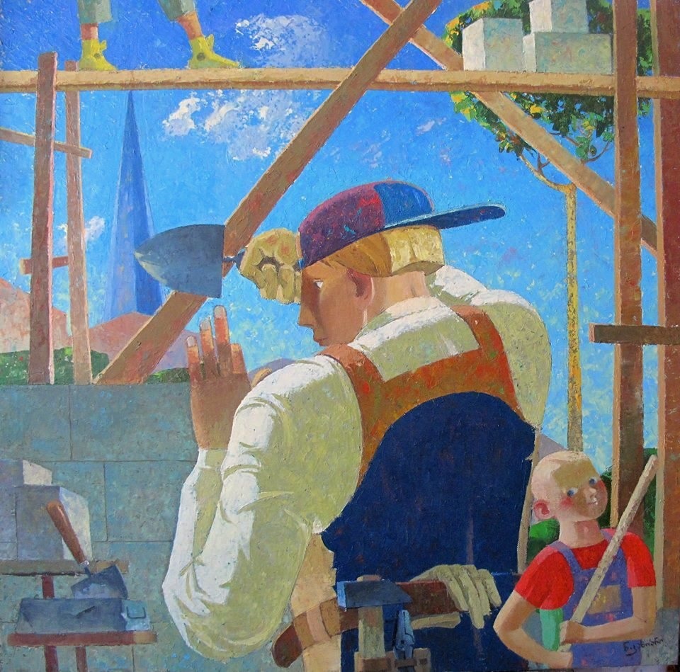 59. Plasterer | Штукатур, canvas, oil