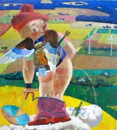 64.Peeing Angel | Ангел 60x65cm,c.o., Nugzar Kahiani