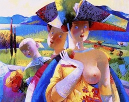 74.A Stroll | Прогулка,oil on canvas, 67x85cm,2000,Nugzar Kahiani