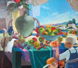 82. Still life with flute | Натюрморт с флейтой, canvas, oil, Nugzar Kahiani