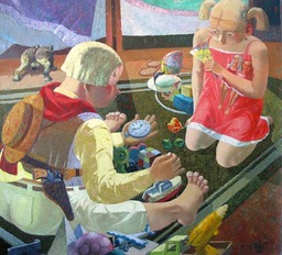 86. Games of child | Детские игры, canvas, oil, Nugzar Kahiani