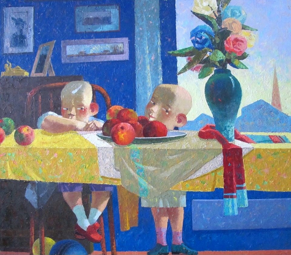 99. Time before dinner | Предобеденное время, canvas, oil, Nugzar Kahiani